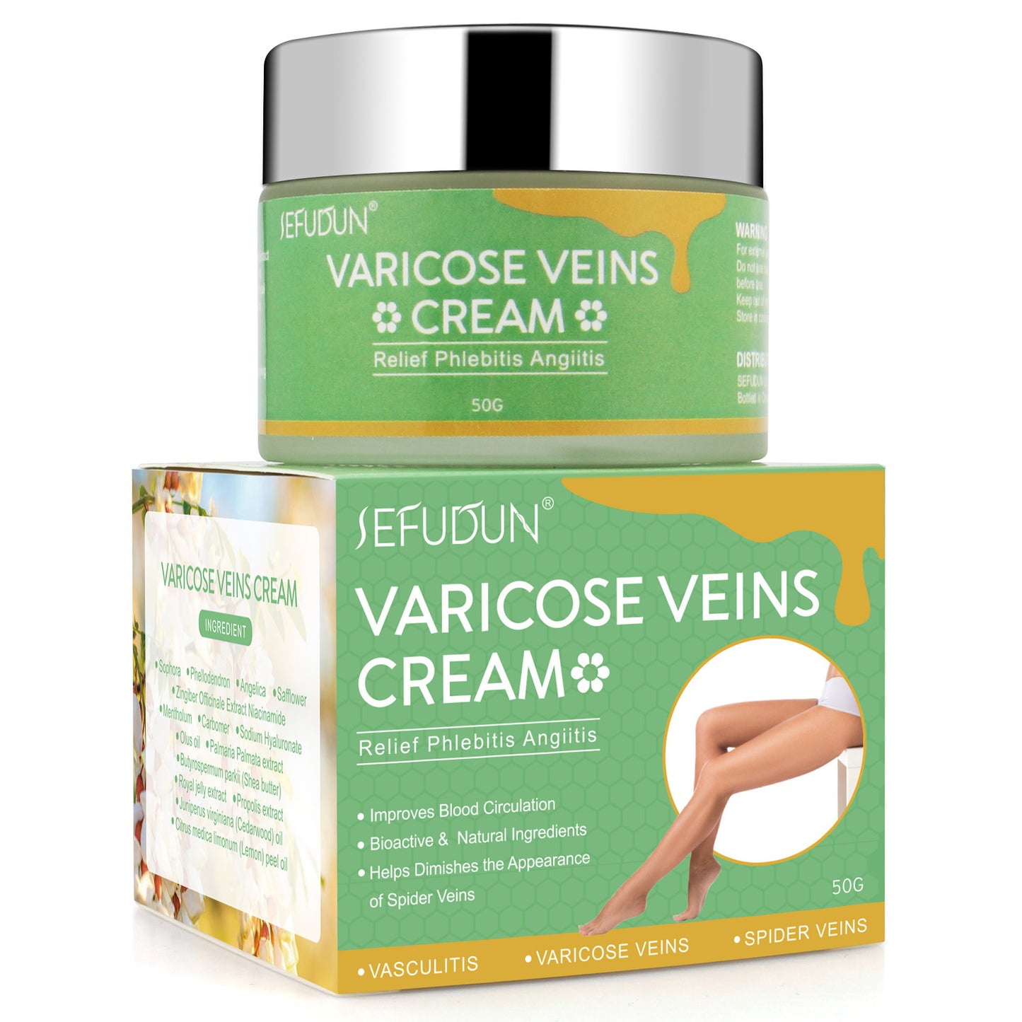 Crème contre les veines Réparation des traces de sang rouge Ver de terre Contusions aux jambes Soulagement des renflements Douleur Carthame Lotion de soin de la peau Crème contre les varices