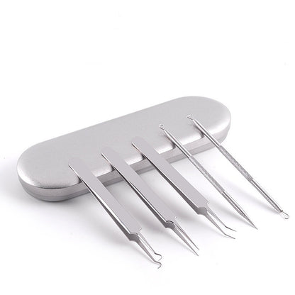 Stainless Steel Acne Clip 5-piece Acne Squeeze Blackhead Beauty Tool - Peakshop