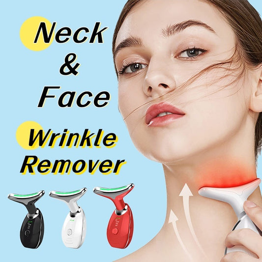 Neck Face Beauty Device Colorful LED Photon Therapy Skin Tighten Reduce Double Chin Anti Wrinkle Remove Lifting Massager - Peakshop