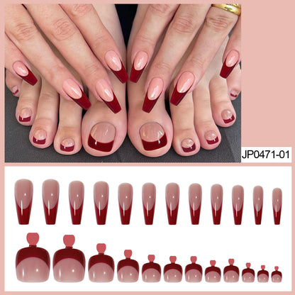 Nail Dressing Nail Bright Red Hand And Foot Patch Set - Peakshop