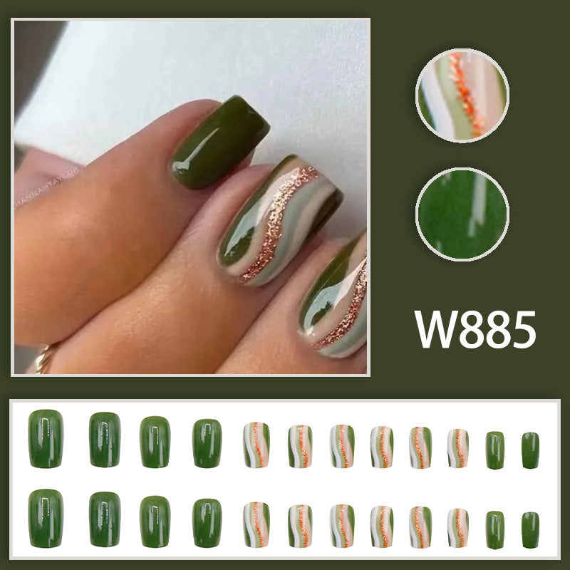 Army Green Corrugated Lines Nail Sticker - Peakshop