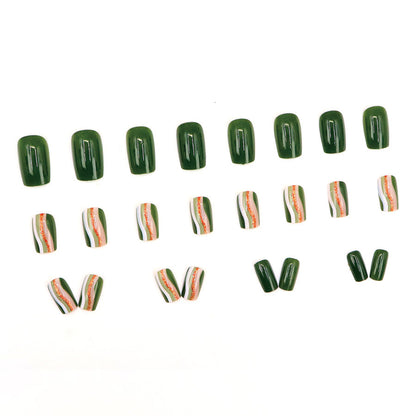 Army Green Corrugated Lines Nail Sticker - Peakshop