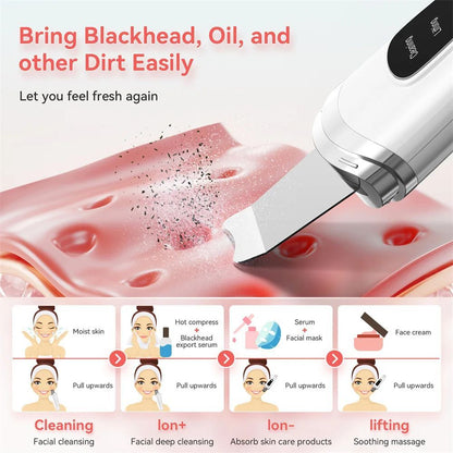 Skin Scrubber Face Spatula Facial Skin Exfoliator Scraper And Blackhead Remover Pore Cleaner With Face Lifting Deep Cleansing Face Lifting Machine For Blackhead Extractor - Peakshop