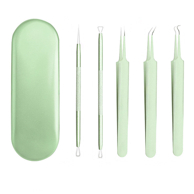 Stainless Steel Acne Clip 5-piece Acne Squeeze Blackhead Beauty Tool - Peakshop