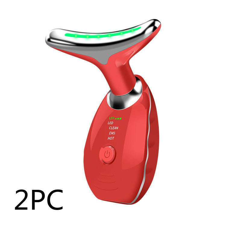 Neck Face Beauty Device Colorful LED Photon Therapy Skin Tighten Reduce Double Chin Anti Wrinkle Remove Lifting Massager - Peakshop