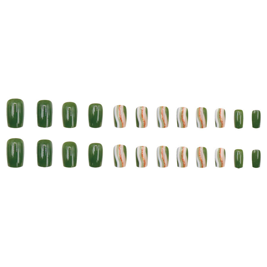 Army Green Corrugated Lines Nail Sticker - Peakshop