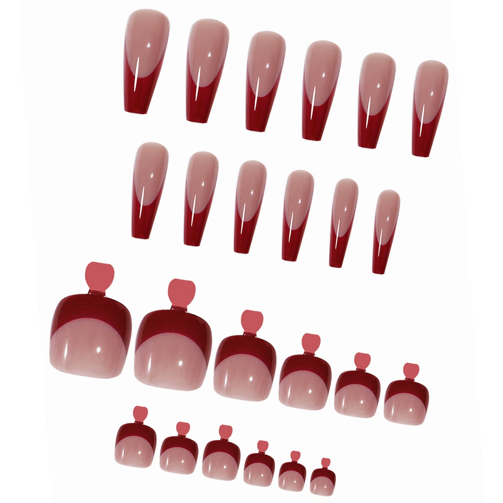 Nail Dressing Nail Bright Red Hand And Foot Patch Set - Peakshop