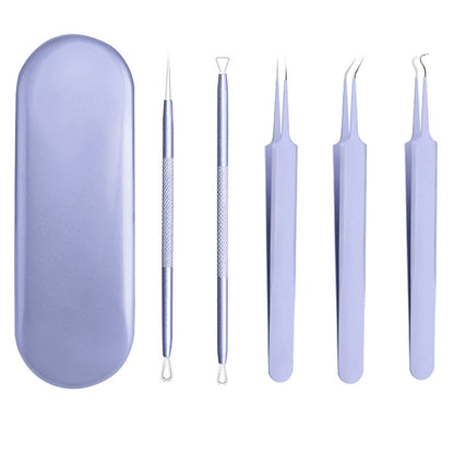 Stainless Steel Acne Clip 5-piece Acne Squeeze Blackhead Beauty Tool - Peakshop