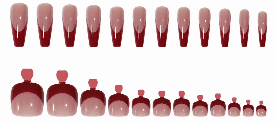 Nail Dressing Nail Bright Red Hand And Foot Patch Set - Peakshop