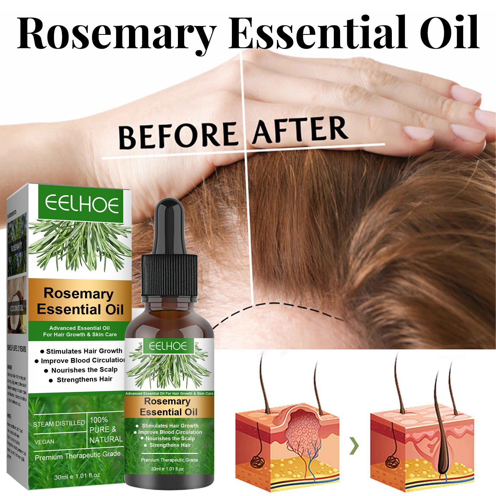 Rosemary Anti-Breakage Nourishing Hair Care Oil - Peakshop